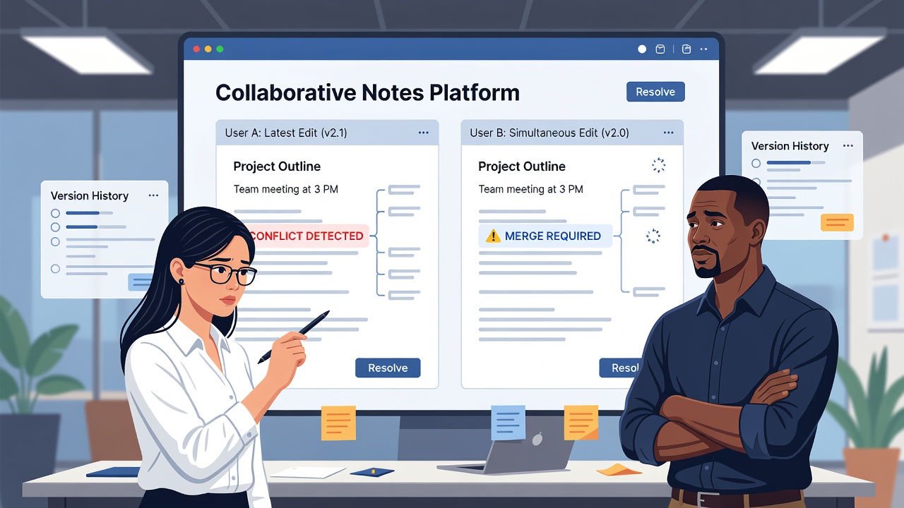 Navigating Version Conflicts During Simultaneous Edits in Collaborative Note Platforms